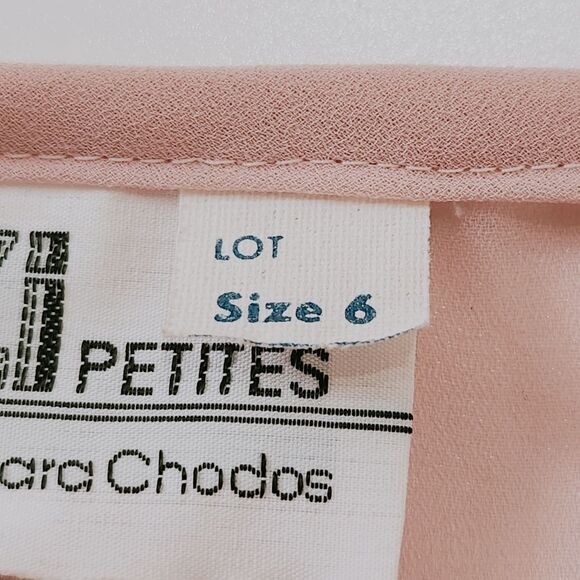 ZiZi Petites by Barbara Chodos Vintage 70s Chiffon Midi Dress Sheer Pink Size 6 - Picture 8 of 14